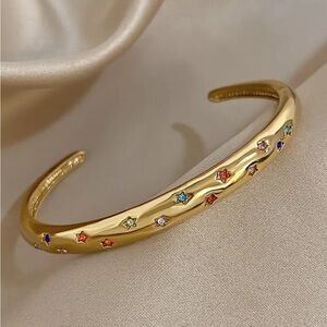 Elegant Gold Multicolor Gemstone Bracelet